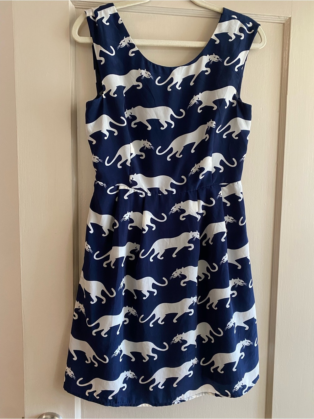ModCloth Anthropologie Navy and White Jaguar Print Dress